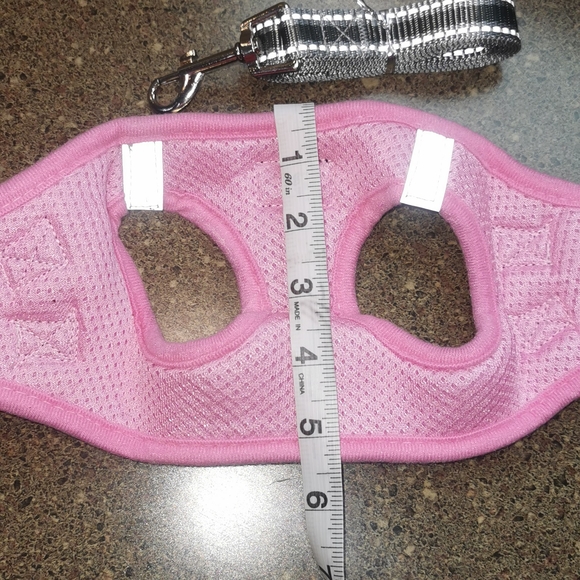 Small Dog / cat Harness Pink Grey Gray reflective velcro clip Duomm leash New - Picture 8 of 11